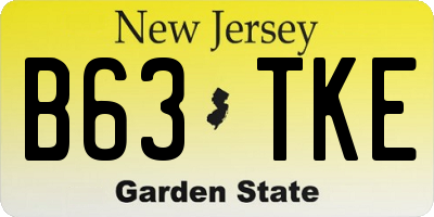 NJ license plate B63TKE