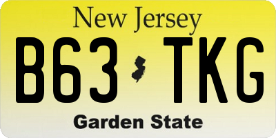NJ license plate B63TKG