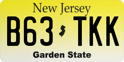 NJ license plate B63TKK