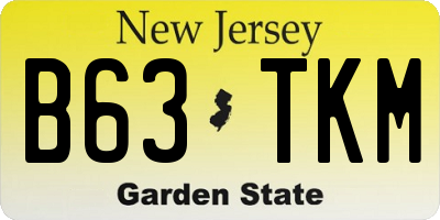 NJ license plate B63TKM