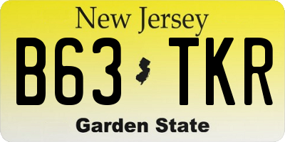 NJ license plate B63TKR