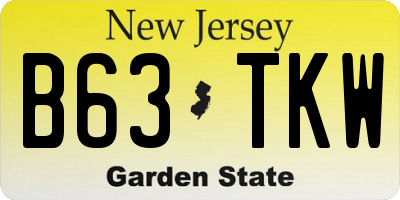 NJ license plate B63TKW