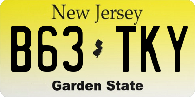 NJ license plate B63TKY