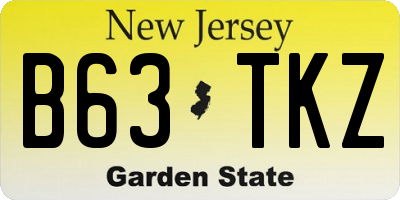 NJ license plate B63TKZ