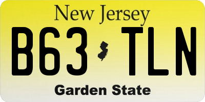 NJ license plate B63TLN