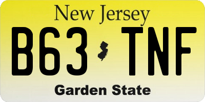 NJ license plate B63TNF