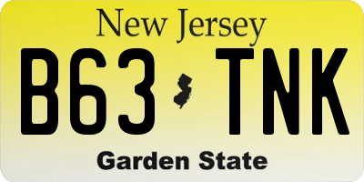NJ license plate B63TNK
