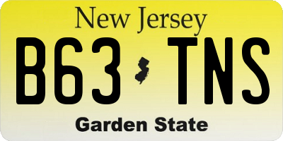 NJ license plate B63TNS