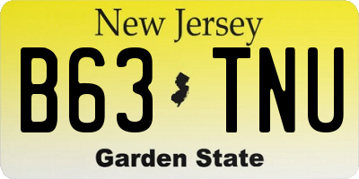 NJ license plate B63TNU