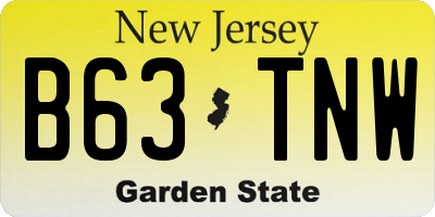 NJ license plate B63TNW