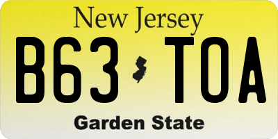 NJ license plate B63TOA