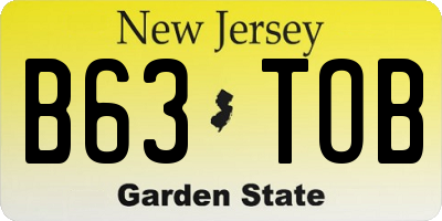 NJ license plate B63TOB