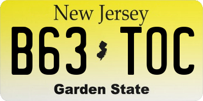 NJ license plate B63TOC