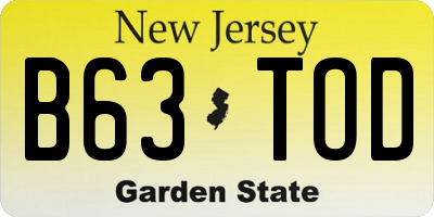 NJ license plate B63TOD