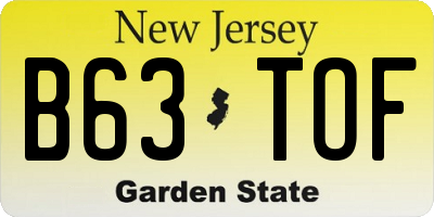 NJ license plate B63TOF