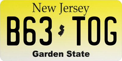 NJ license plate B63TOG