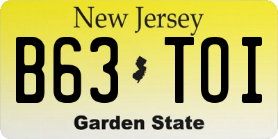 NJ license plate B63TOI