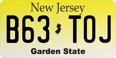 NJ license plate B63TOJ
