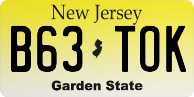 NJ license plate B63TOK