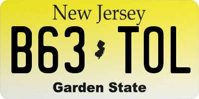 NJ license plate B63TOL