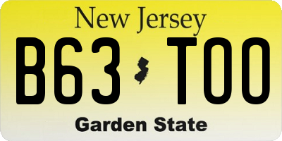 NJ license plate B63TOO