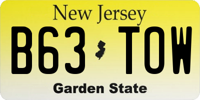 NJ license plate B63TOW