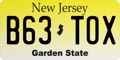 NJ license plate B63TOX
