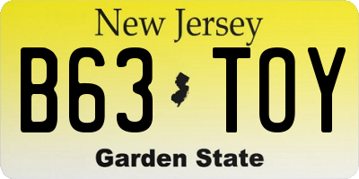 NJ license plate B63TOY