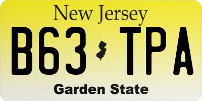NJ license plate B63TPA