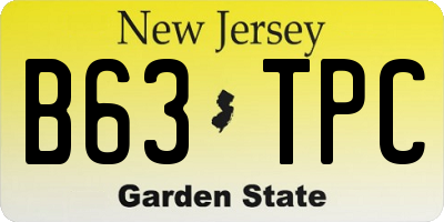 NJ license plate B63TPC