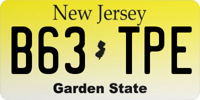 NJ license plate B63TPE