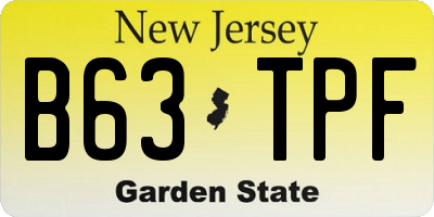 NJ license plate B63TPF