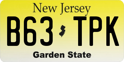 NJ license plate B63TPK