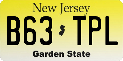NJ license plate B63TPL