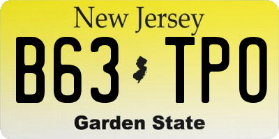 NJ license plate B63TPO