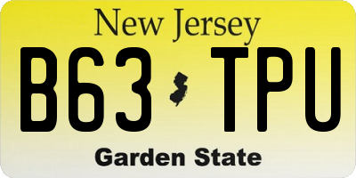 NJ license plate B63TPU