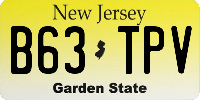 NJ license plate B63TPV