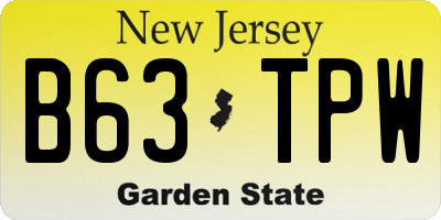 NJ license plate B63TPW