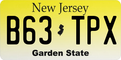 NJ license plate B63TPX