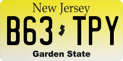 NJ license plate B63TPY