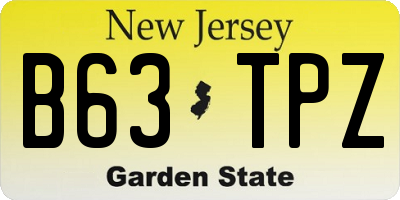 NJ license plate B63TPZ