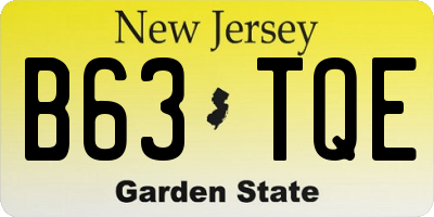 NJ license plate B63TQE
