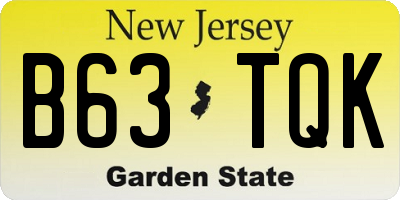 NJ license plate B63TQK