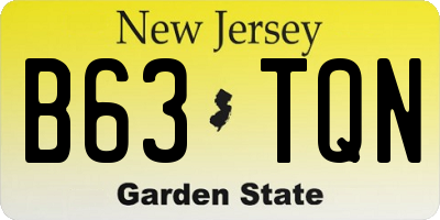 NJ license plate B63TQN