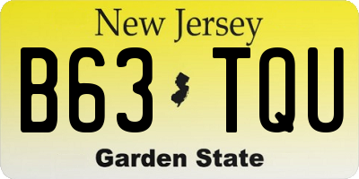 NJ license plate B63TQU