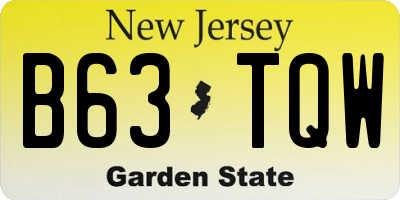NJ license plate B63TQW