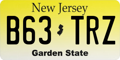 NJ license plate B63TRZ