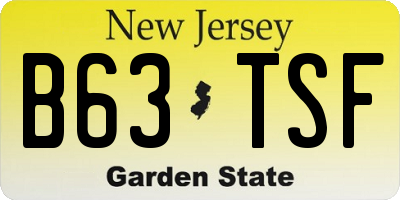 NJ license plate B63TSF