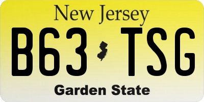 NJ license plate B63TSG