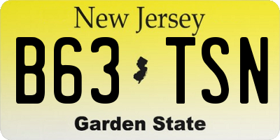 NJ license plate B63TSN